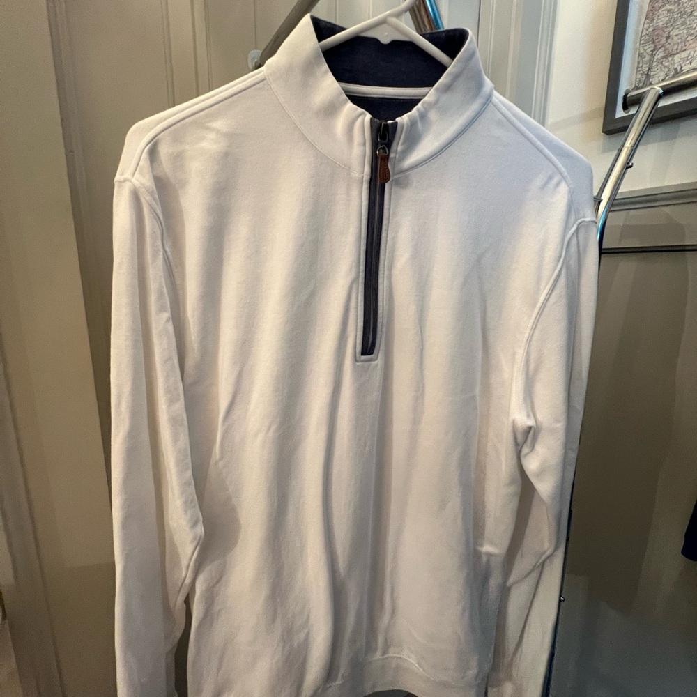 Johnnie-O White Half-Zip Men's Sweater